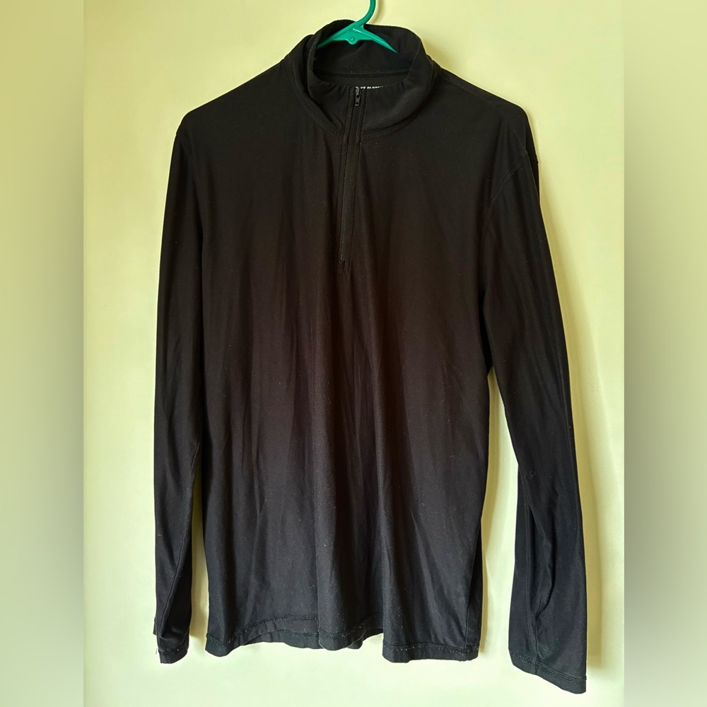 True Classic Men's Black Long Sleeve Shirt With 1/4 Zipper, Size Large